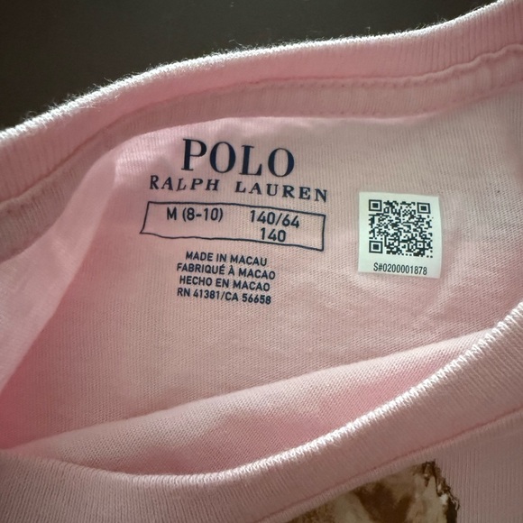 NWT Ralph Lauren Polo Bear t-shirt in a soft pink hue, size Medium (8-10) - Picture 5 of 5